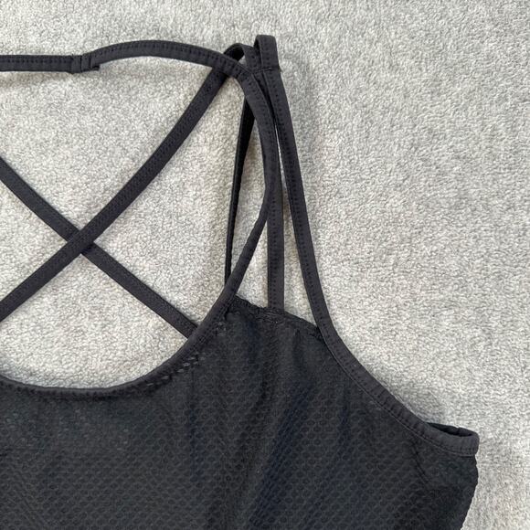 Athleta Powerhouse Mesh Tank Women's Medium Black Sheer Strappy Racerback Active - Picture 2 of 8